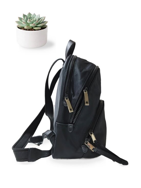 Kate Spade Karissa Nylon Medium Backpack Black Gold Spade Logo Zip Bag main image 4